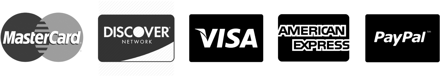 Paypal, Debit & Credit Cards Accepted